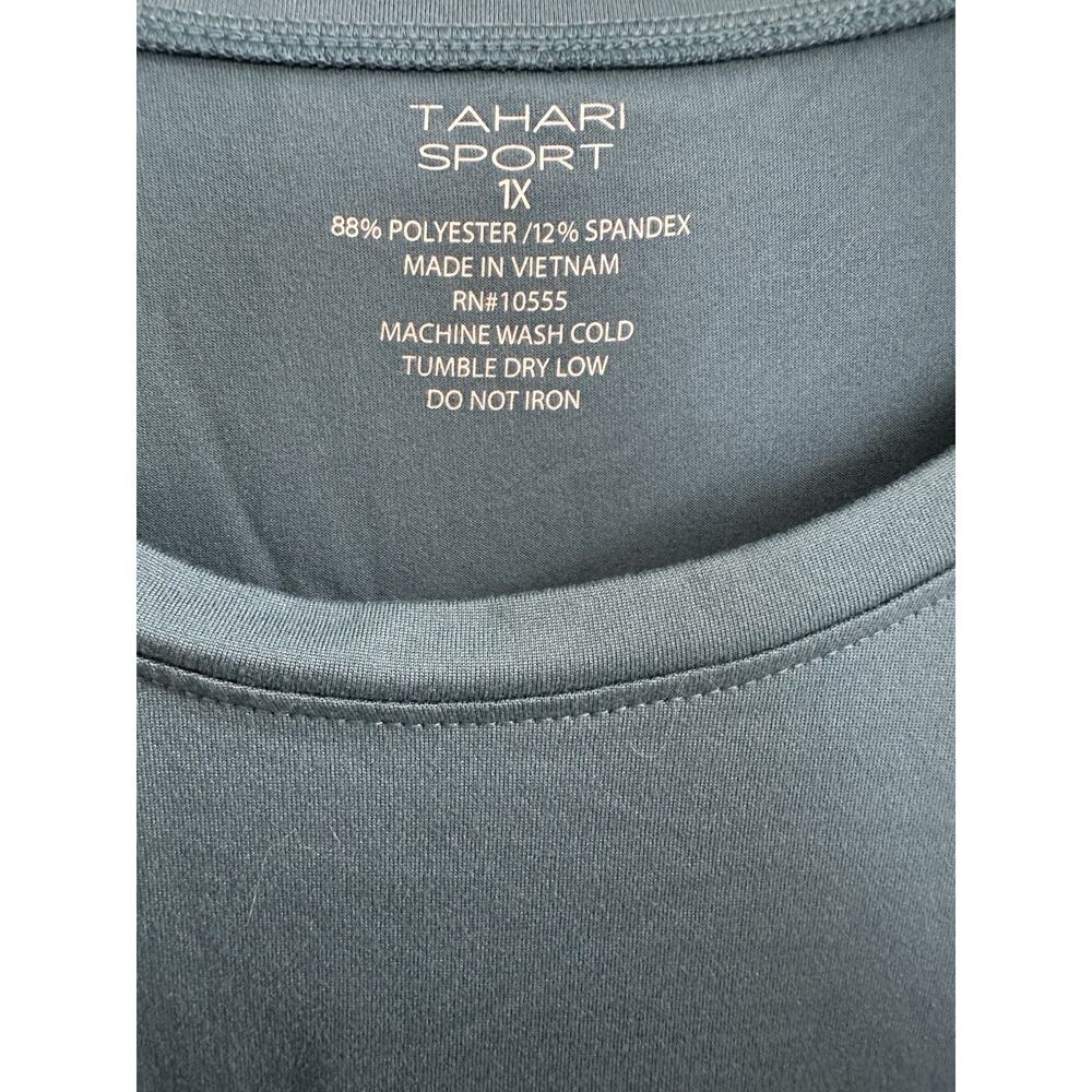 Tahari Sport Women’s 1X Twist Front Top Long Sleeve Stretch Athleisure Teal - Picture 3 of 4